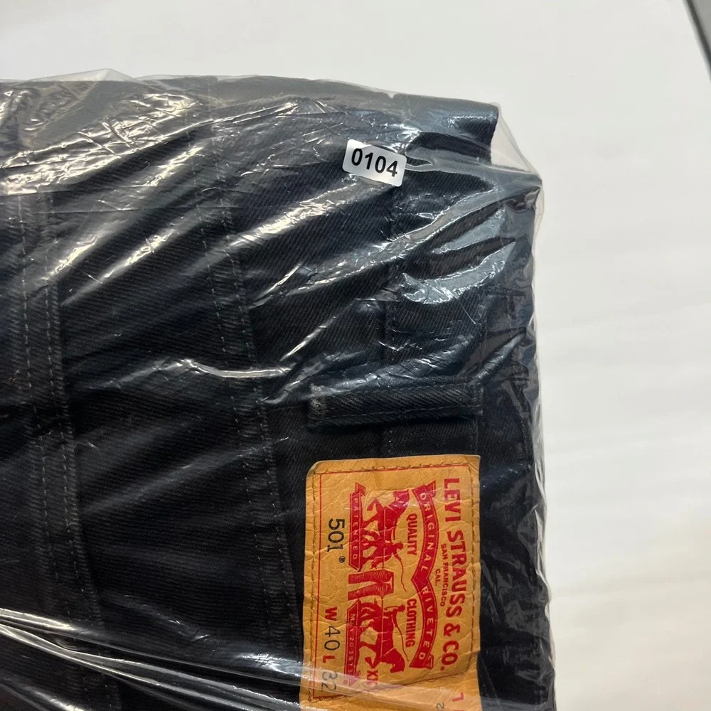 Levis 501 Jeans Mens Black Straight Leg Classic 40x32 Workwear Denim